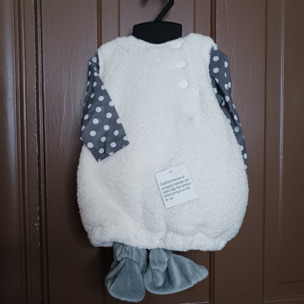 Halloween Infant Lamb Costume Vest w/hood Shirt Leggings Booties Size 0-6 months